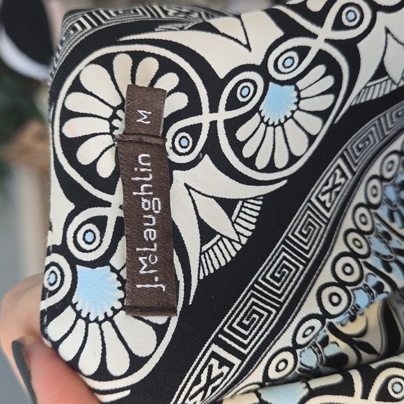 J McLaughlin Catalina Cloth Blue Patterned Sheath 3/4 Sleeves Dress Sz Medium - Picture 11 of 13